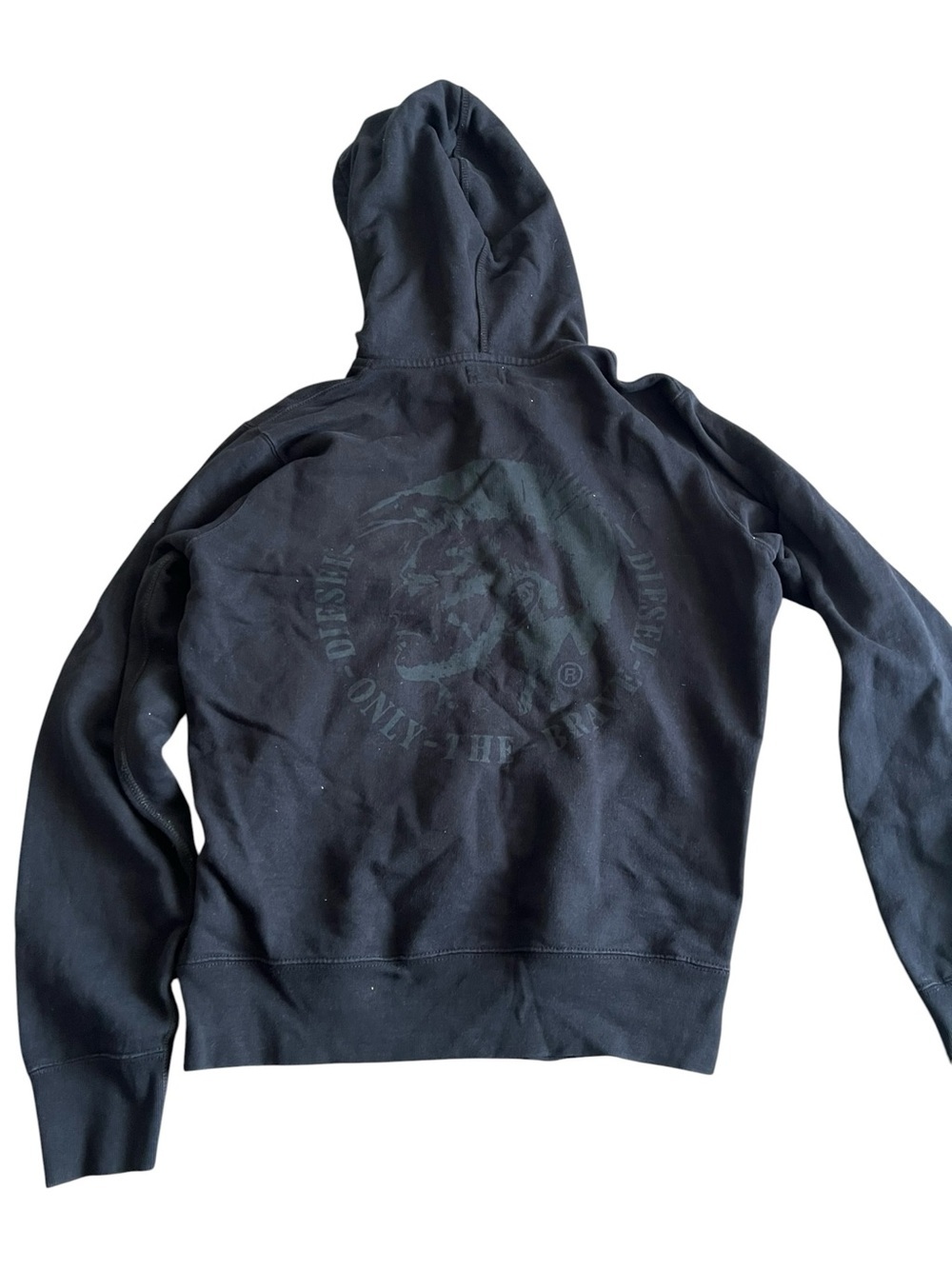 Vintage Diesel Only The Brave Black Graphic Print Hoodie Size M (183)
